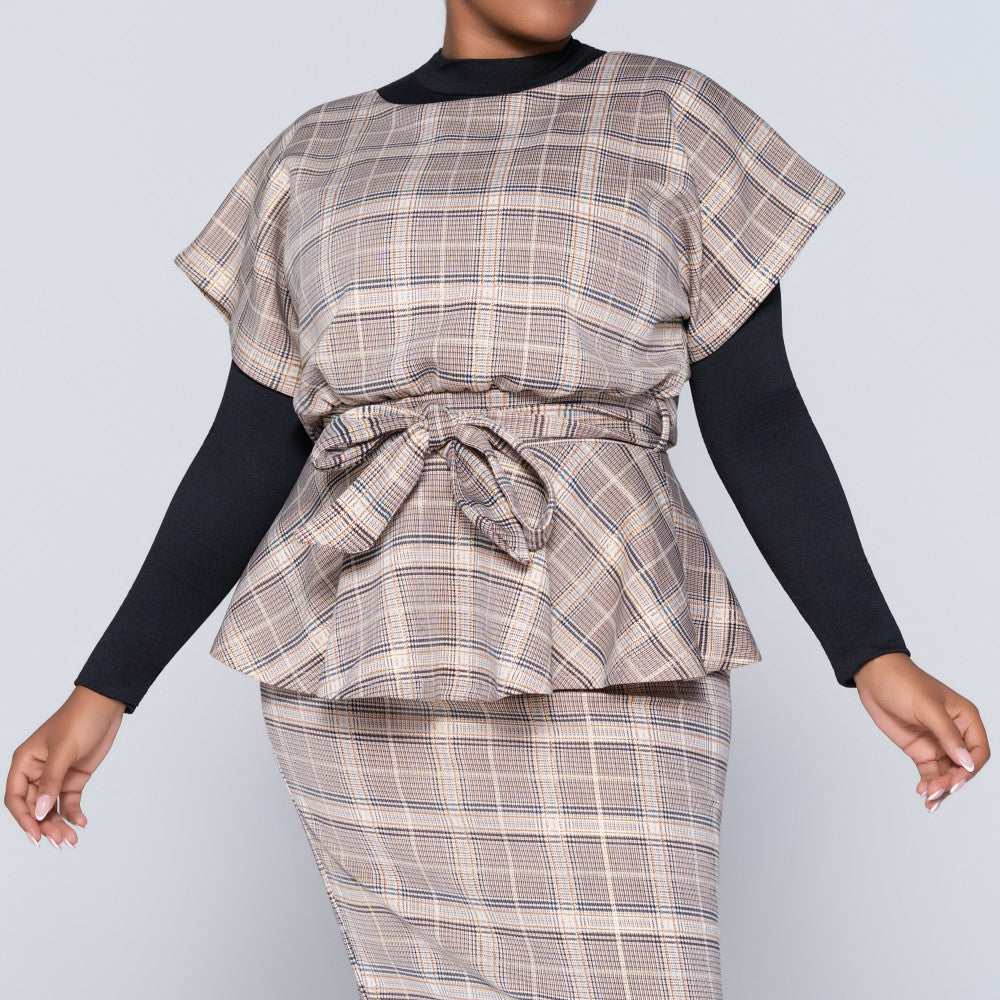 Foil Print Scuba Peplum Top