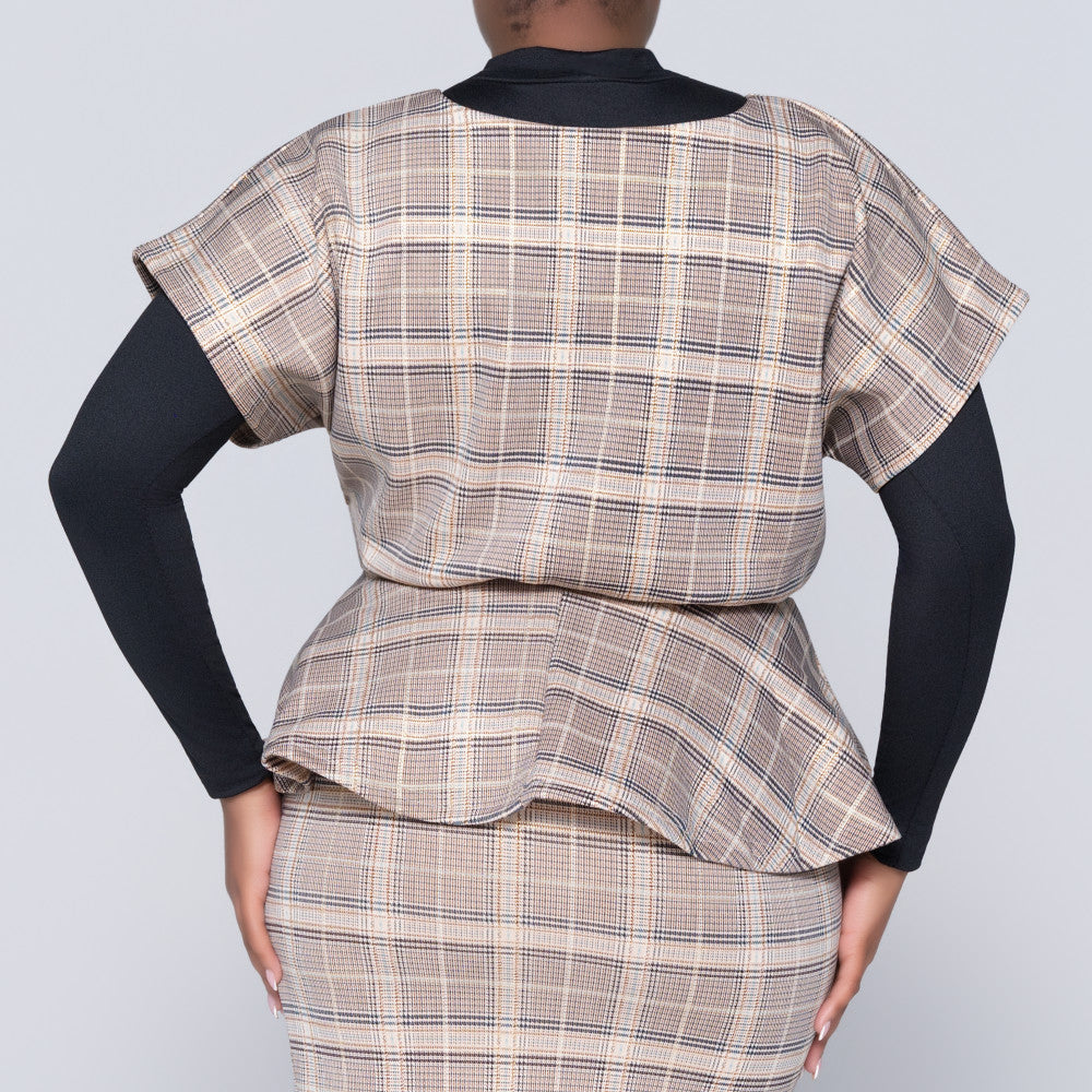Foil Print Scuba Peplum Top