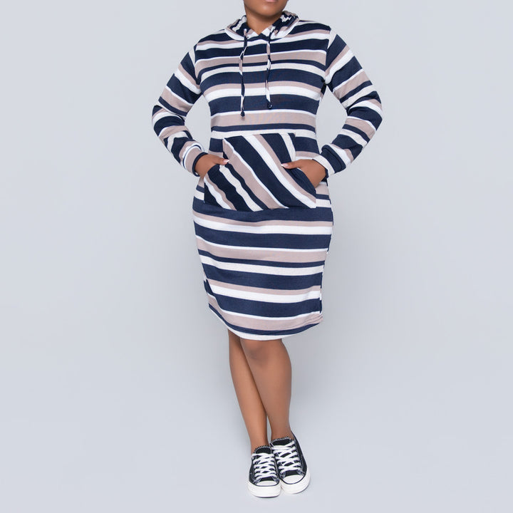 Navy Hooded Dress