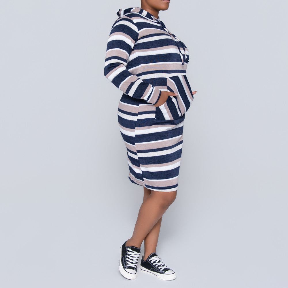 Navy Hooded Dress