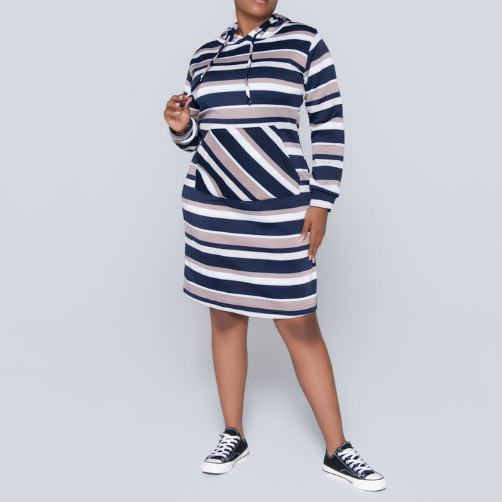 Navy Hooded Dress