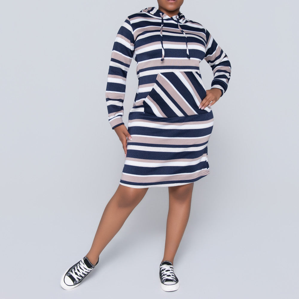 Navy Hooded Dress