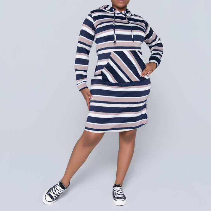 Navy Hooded Dress