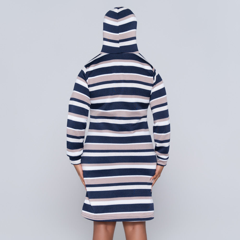Navy Hooded Dress