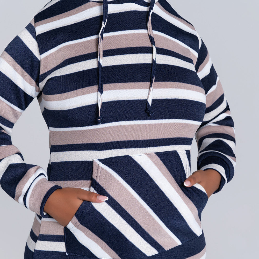 Navy Hooded Dress