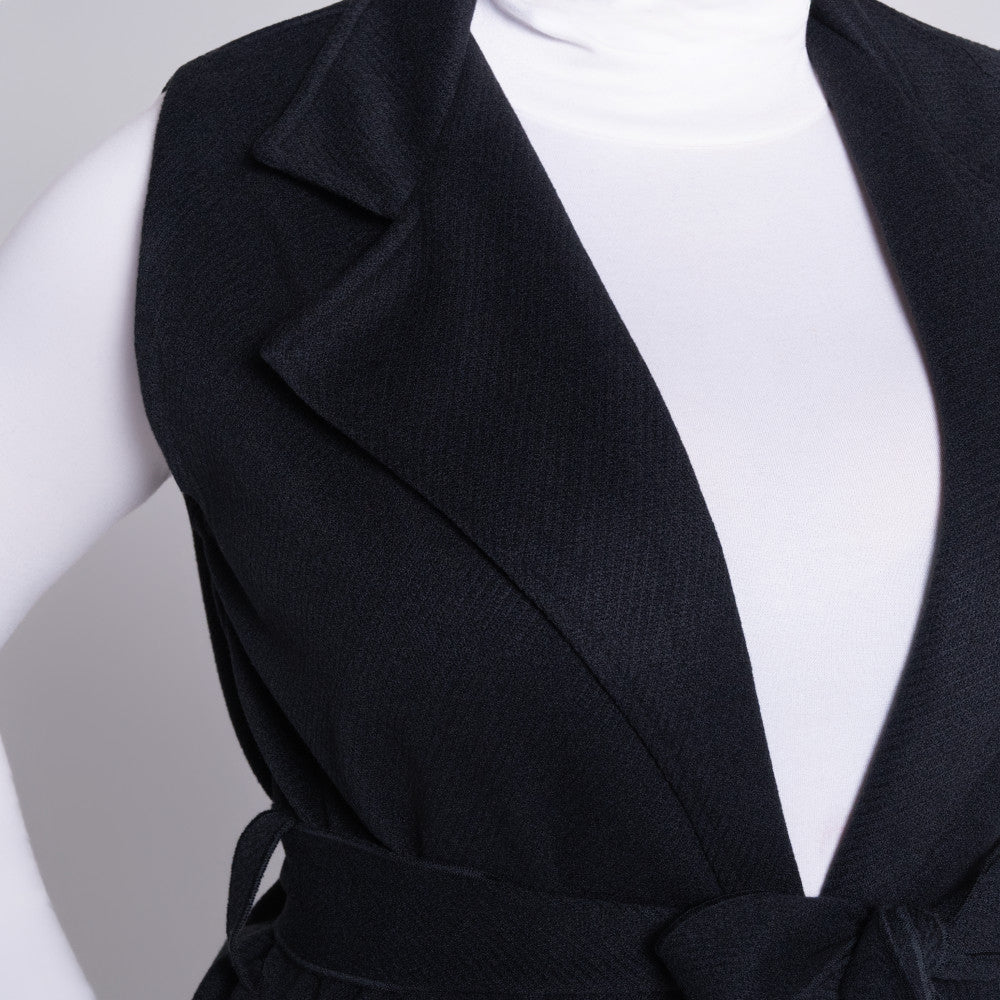 Sleeveless Melton Black Jacket