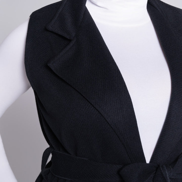 Sleeveless Melton Black Jacket