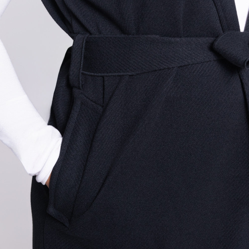 Sleeveless Melton Black Jacket