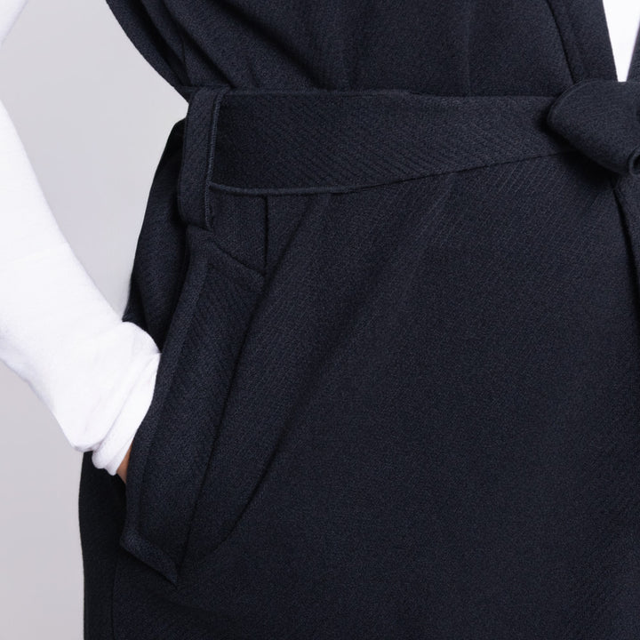 Sleeveless Melton Black Jacket