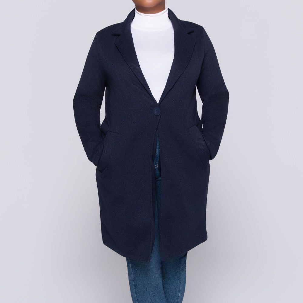 Navy Long Sleeve Melton Jacket