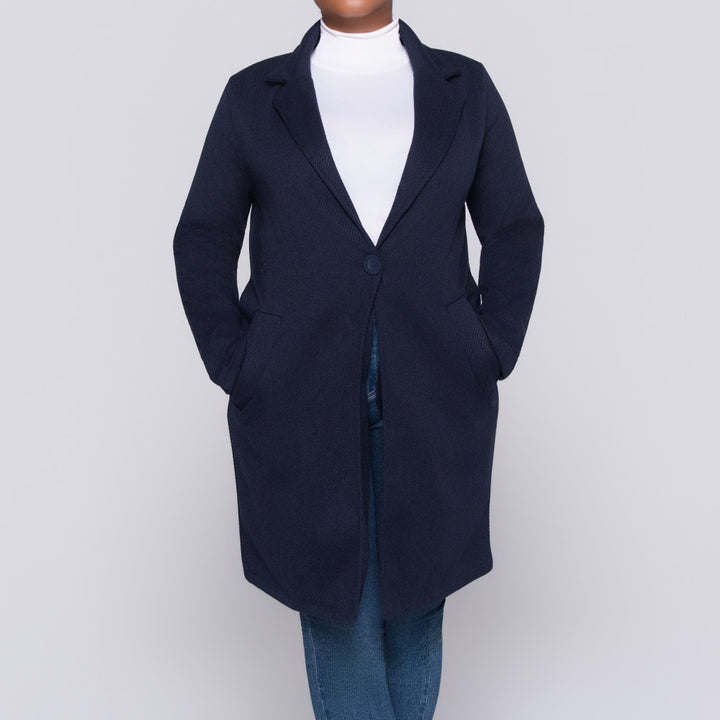 Navy Long Sleeve Melton Jacket