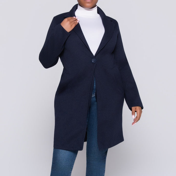 Navy Long Sleeve Melton Jacket