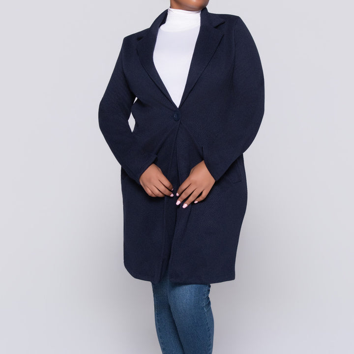Navy Long Sleeve Melton Jacket