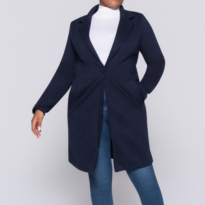 Navy Long Sleeve Melton Jacket