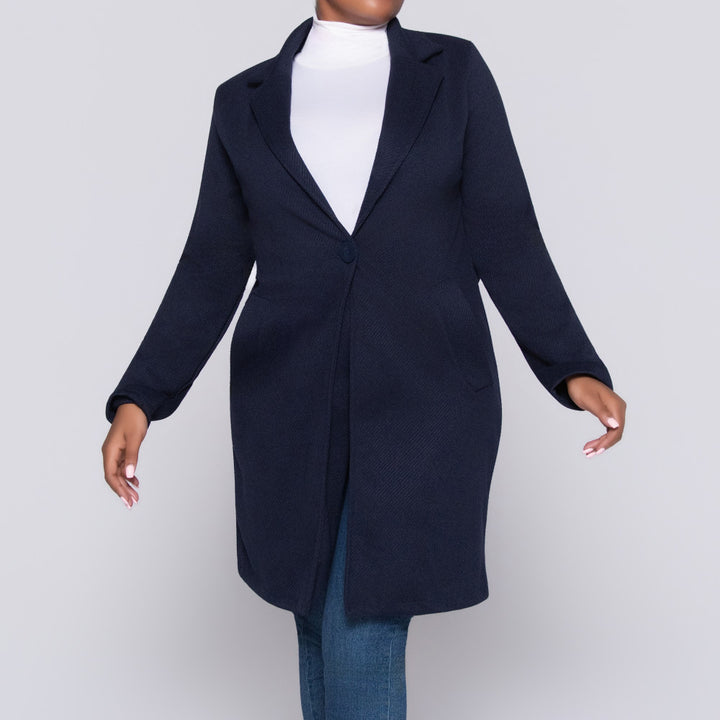 Navy Long Sleeve Melton Jacket