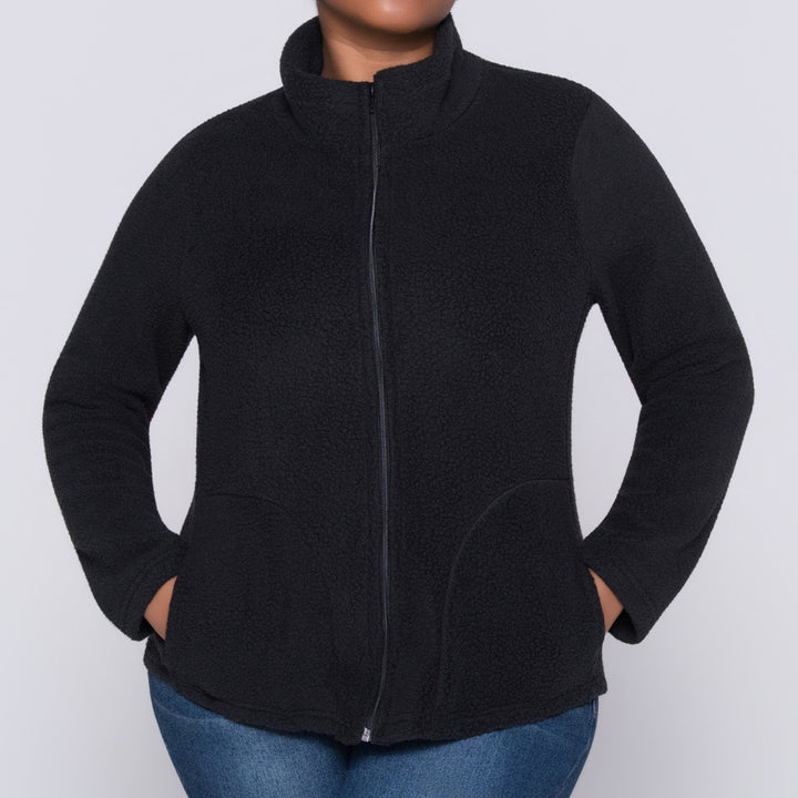 Black Long Sleeve Teddy Fleece Jacket