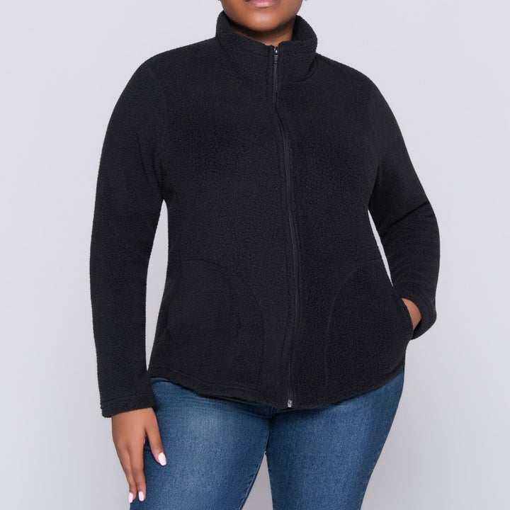Black Long Sleeve Teddy Fleece Jacket