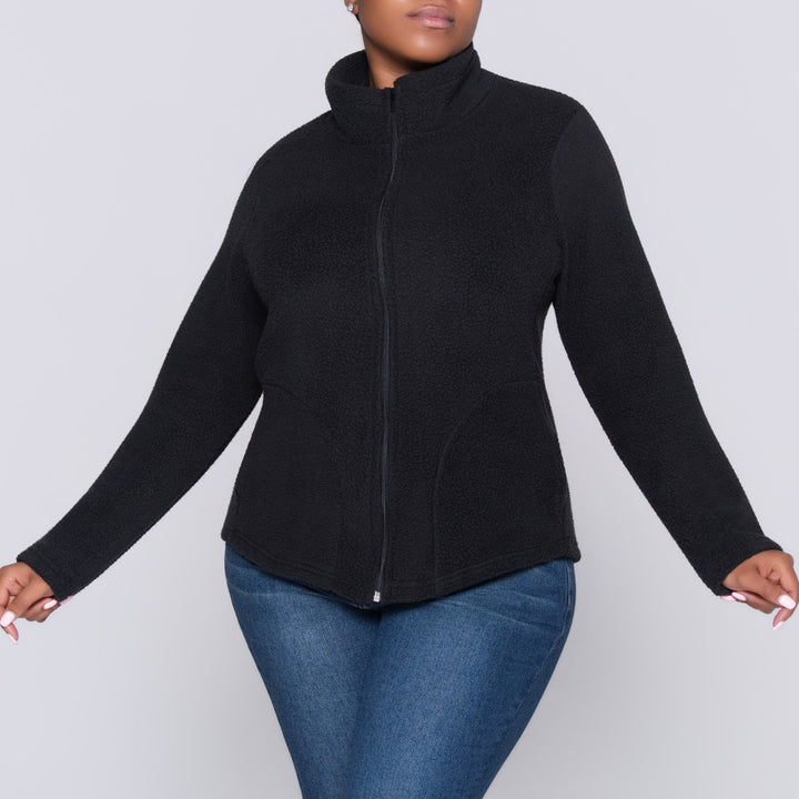 Black Long Sleeve Teddy Fleece Jacket