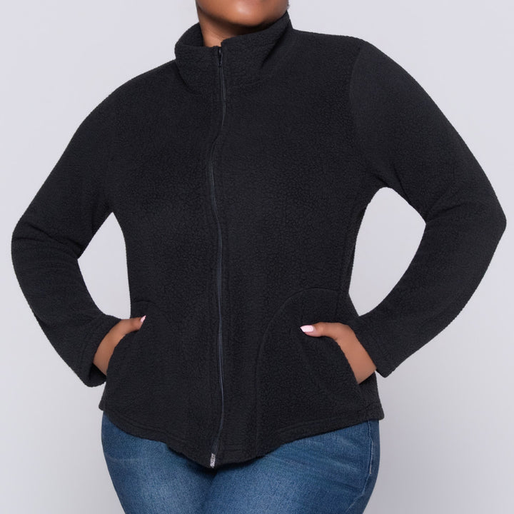 Black Long Sleeve Teddy Fleece Jacket