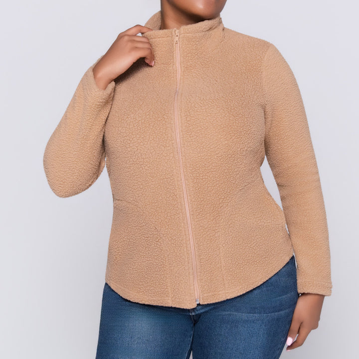 Camel Long Sleeve Teddy Fleece Jacket