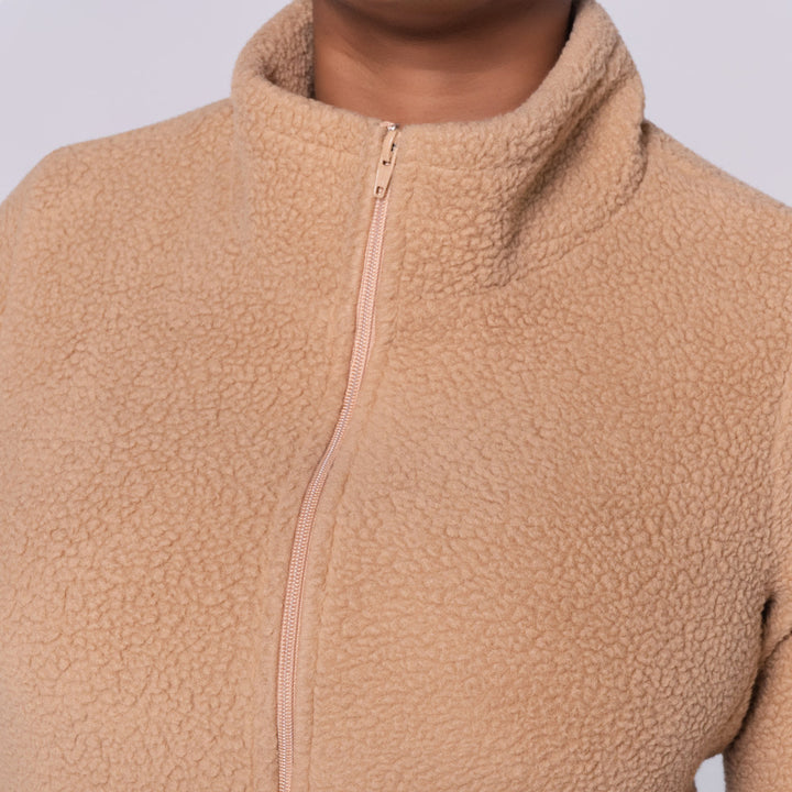 Camel Long Sleeve Teddy Fleece Jacket