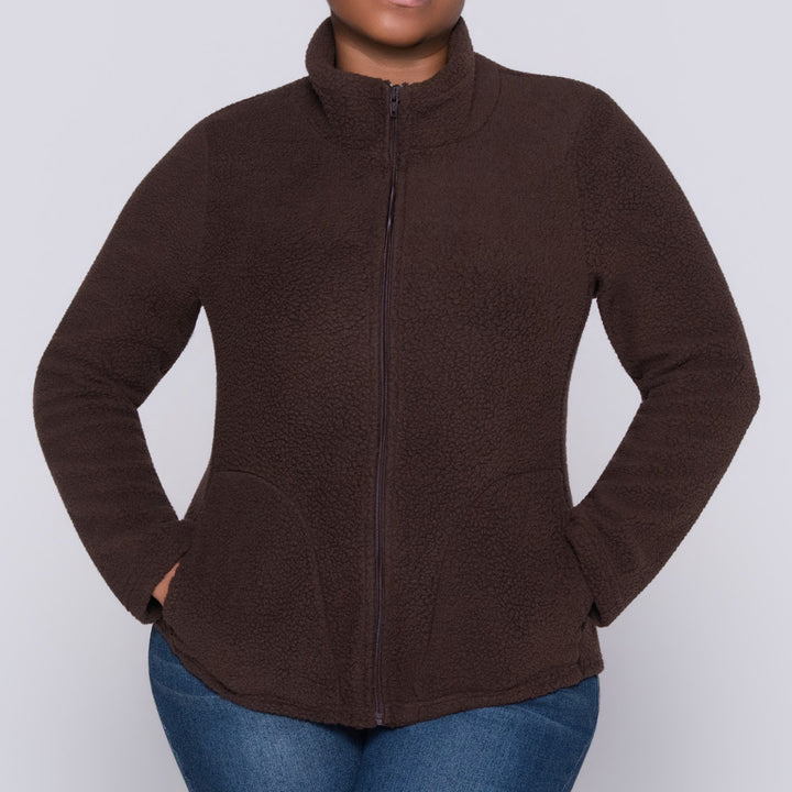 Chocolate Long Sleeve Teddy Fleece Jacket