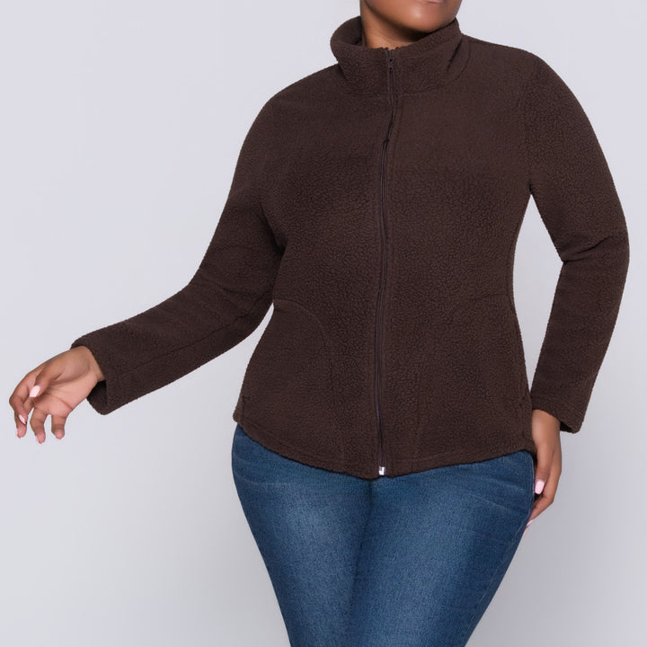 Chocolate Long Sleeve Teddy Fleece Jacket