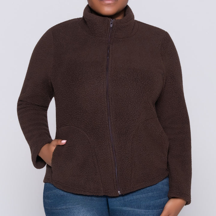 Chocolate Long Sleeve Teddy Fleece Jacket