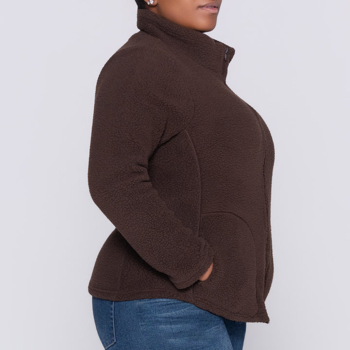 Chocolate Long Sleeve Teddy Fleece Jacket
