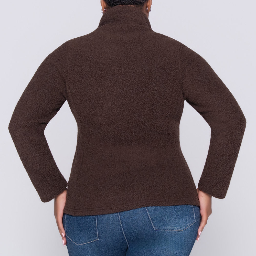 Chocolate Long Sleeve Teddy Fleece Jacket