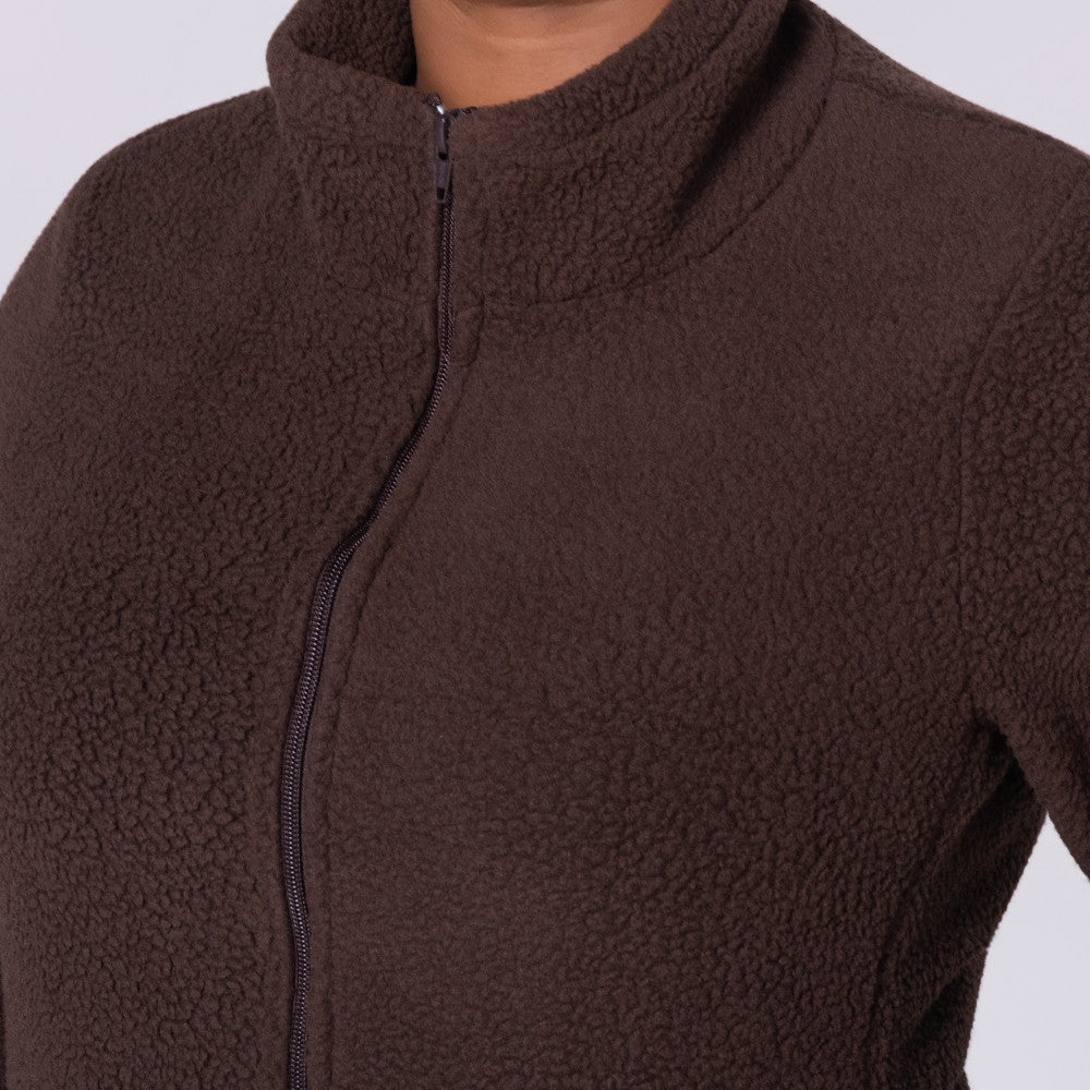 Chocolate Long Sleeve Teddy Fleece Jacket