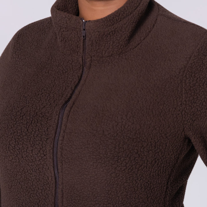 Chocolate Long Sleeve Teddy Fleece Jacket