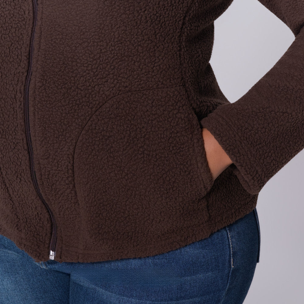 Chocolate Long Sleeve Teddy Fleece Jacket