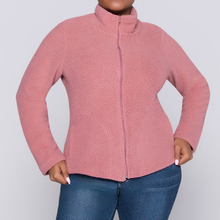 Mauve Long Sleeve Teddy Fleece Jacket