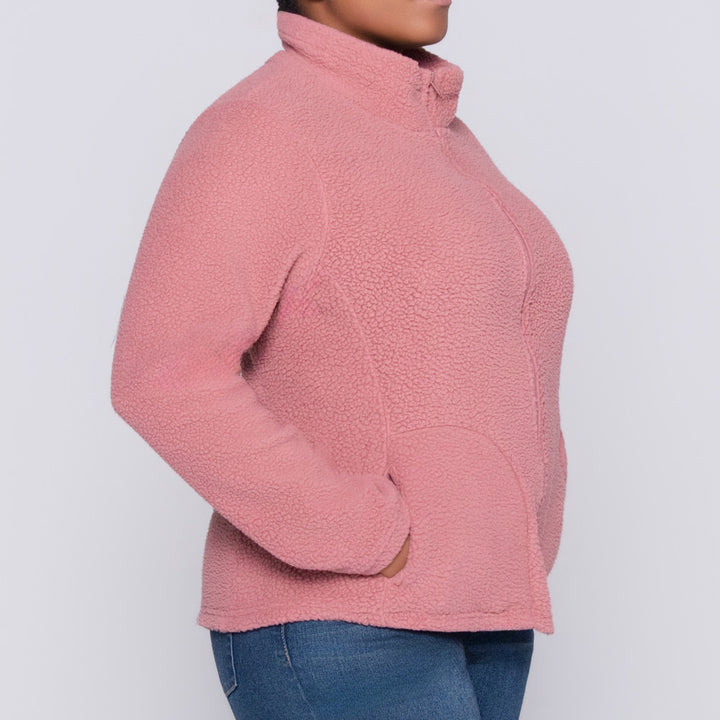 Mauve Long Sleeve Teddy Fleece Jacket