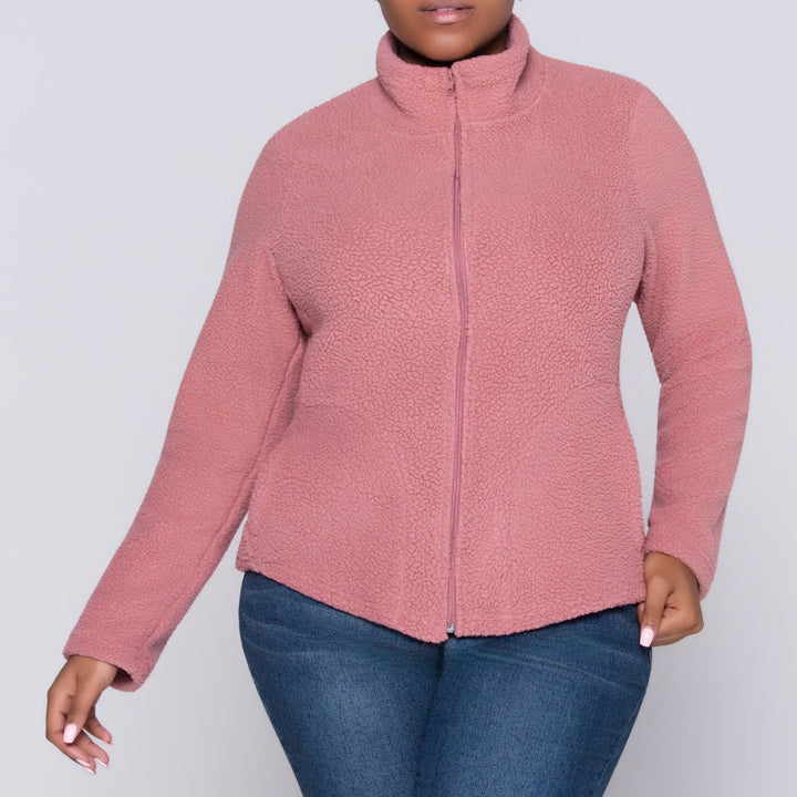 Mauve Long Sleeve Teddy Fleece Jacket