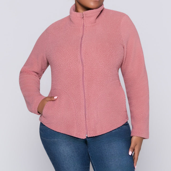 Mauve Long Sleeve Teddy Fleece Jacket