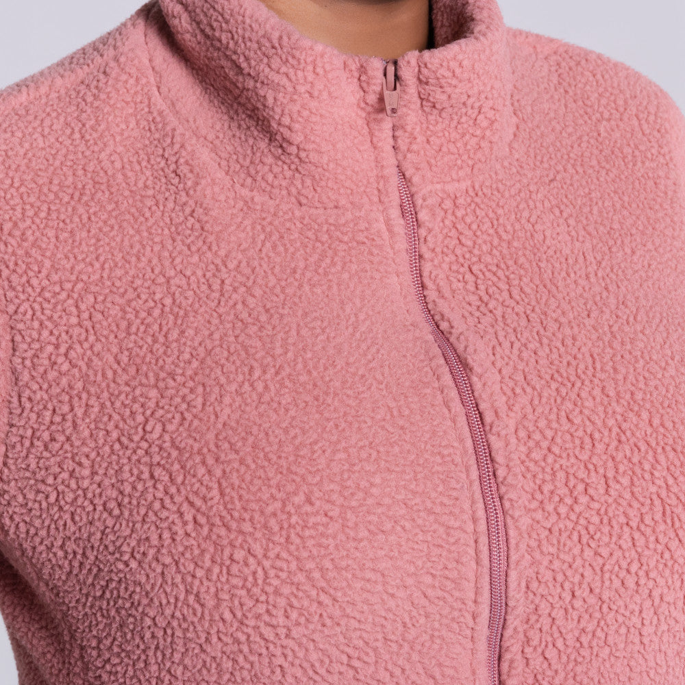 Mauve Long Sleeve Teddy Fleece Jacket
