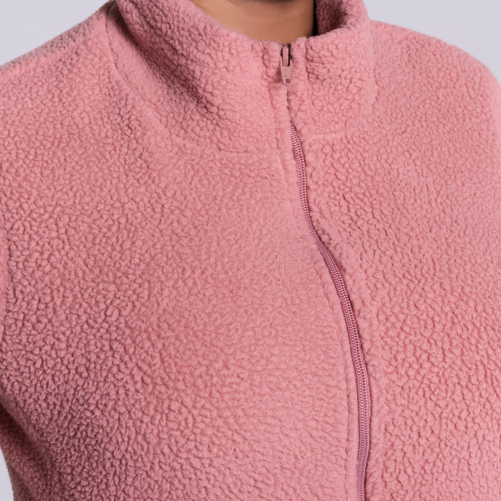 Mauve Long Sleeve Teddy Fleece Jacket