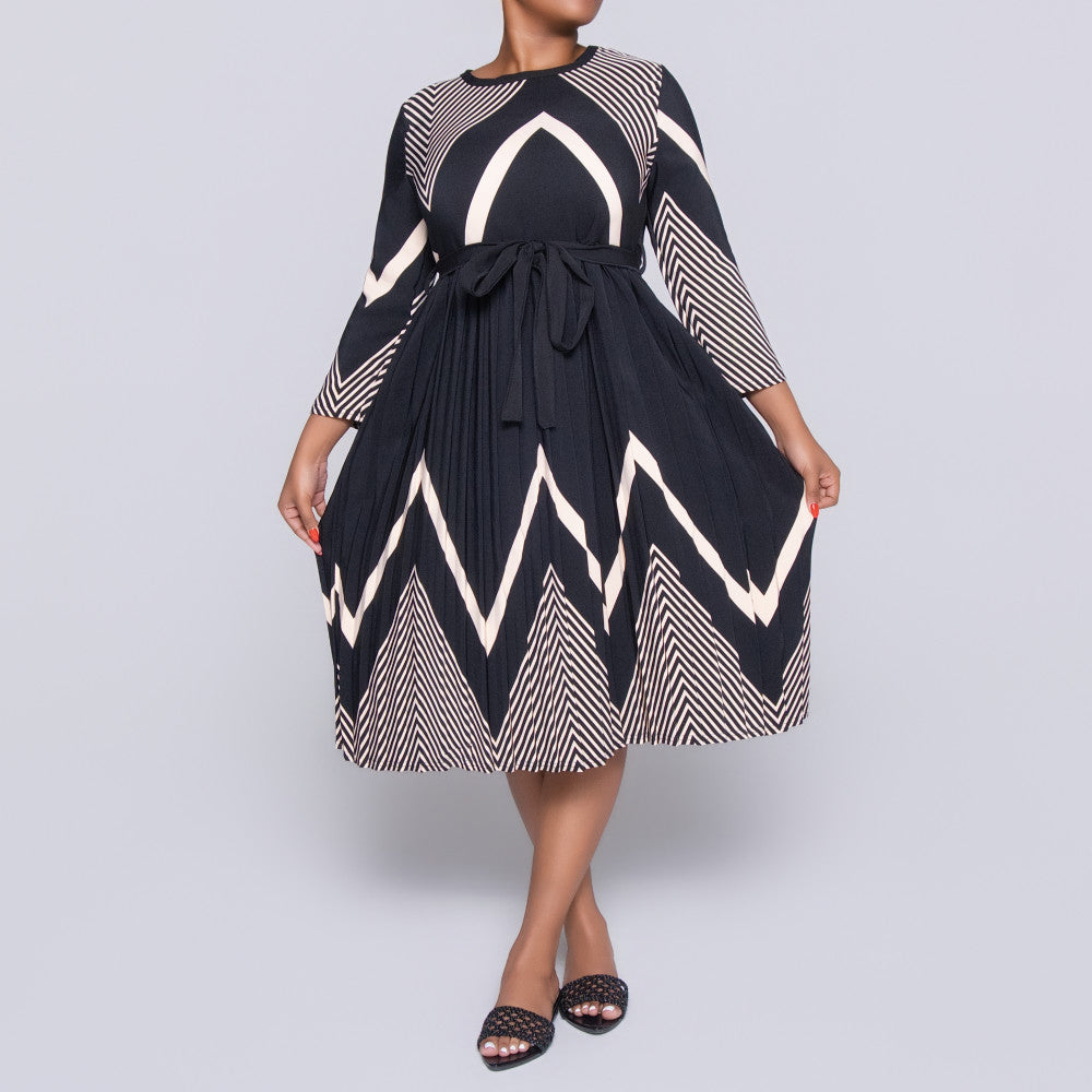 Printed Barbie Twill Pleated Dress