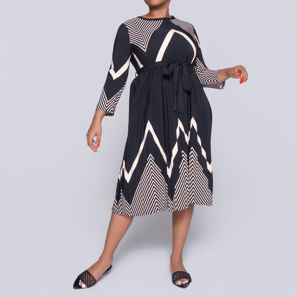 Printed Barbie Twill Pleated Dress