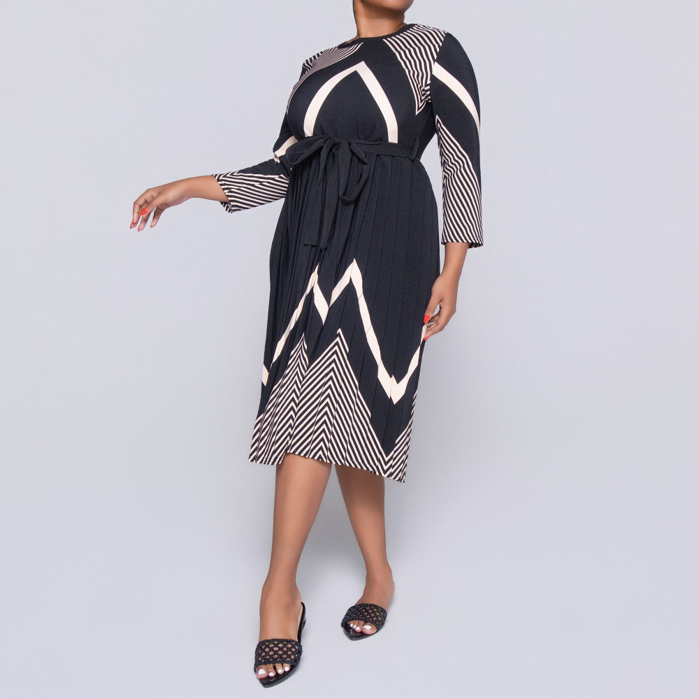 Printed Barbie Twill Pleated Dress