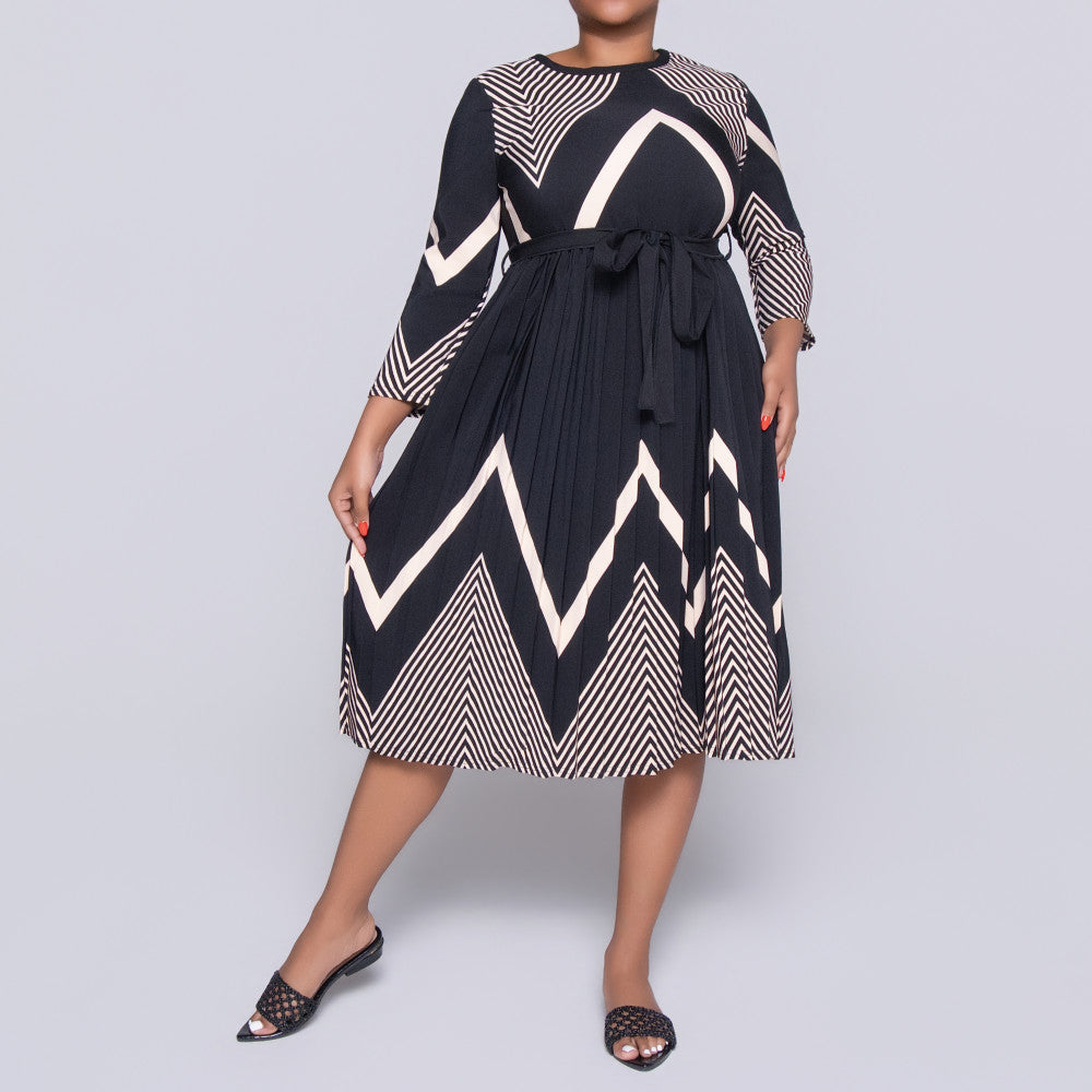 Printed Barbie Twill Pleated Dress