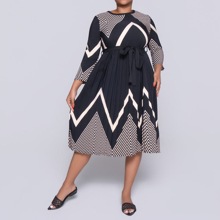 Printed Barbie Twill Pleated Dress