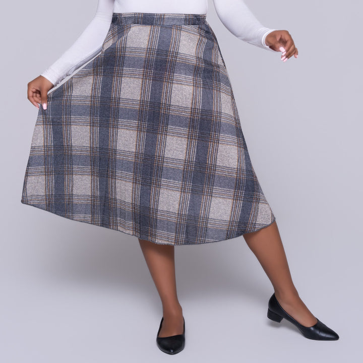 Melange Jersey Knit Paper Print Front Pleated Skirt