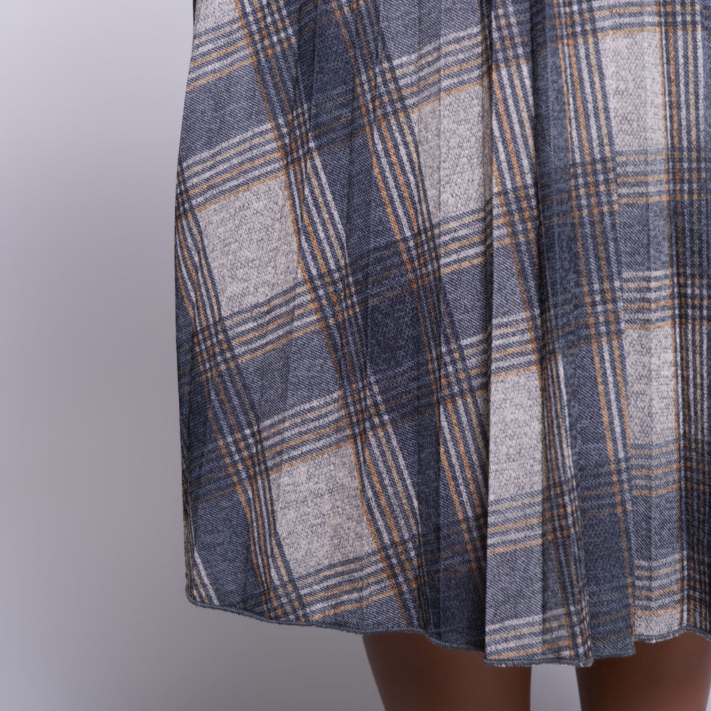 Melange Jersey Knit Paper Print Front Pleated Skirt