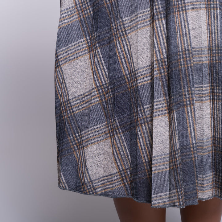 Melange Jersey Knit Paper Print Front Pleated Skirt