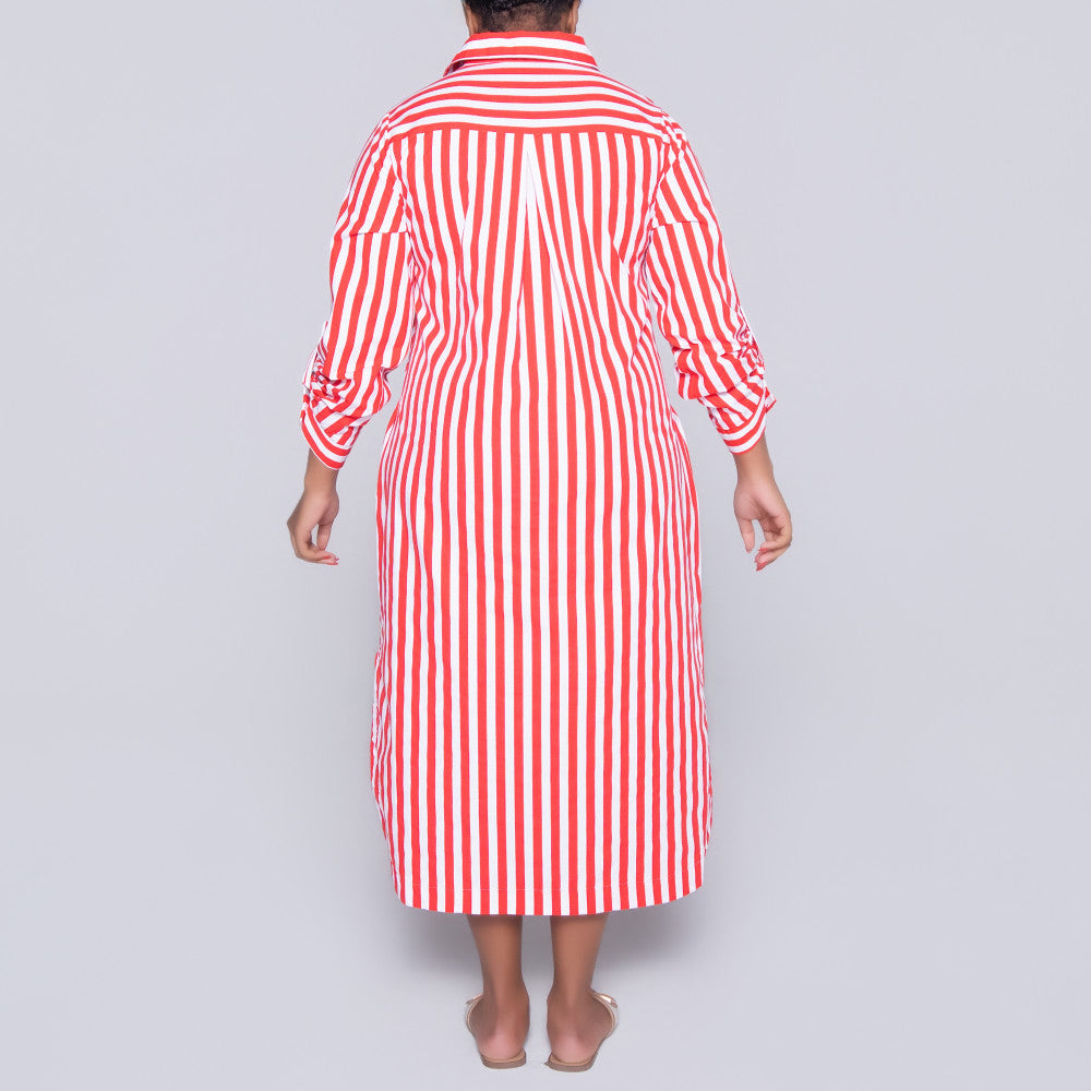 Red/White Striped Poplin Tunic