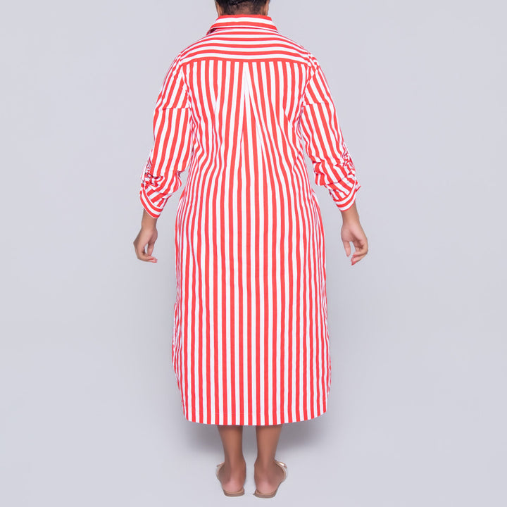 Red/White Striped Poplin Tunic