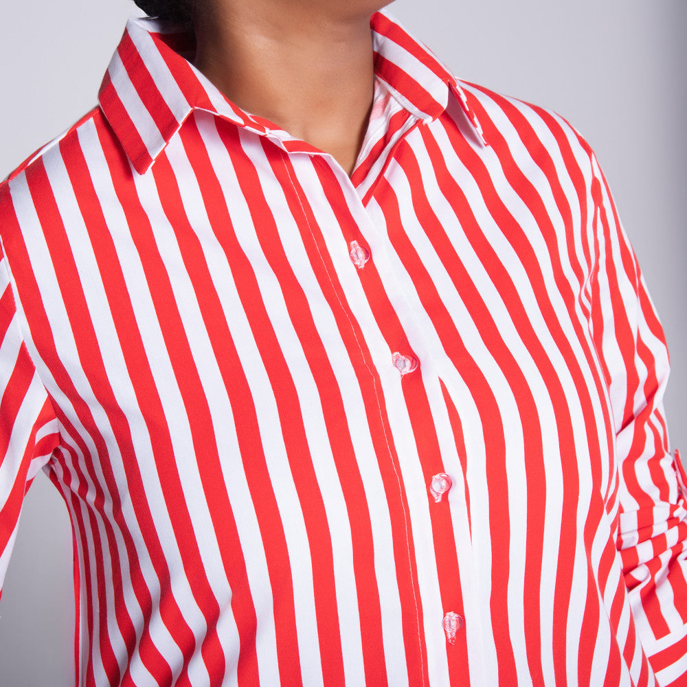 Red/White Striped Poplin Tunic